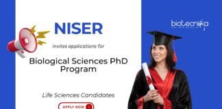 Biological Sciences PhD Program at NISER Bhubaneswar for Winter 2025-26. PhD research opportunities. Life Sciences Candidates, Apply Now