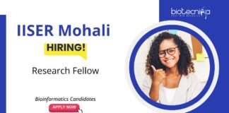 JRF Vacancy at IISER Mohali. Research Fellow Role. Career in Bioinformatics. Experience in WGS & RNA-Seq analyses.