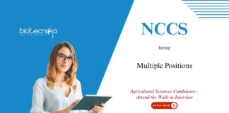 Agricultural Sciences Job Opportunities at NCCS. Attend the Walk-in Interview for research project jobs in Pune.