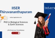 PhD in Biological Sciences at IISER Thiruvananthapuram. Biology jobs. Opportunity in Biological & Earth Sciences. Apply Now