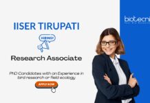 Research Associate Job Opportunity at IISER Tirupati. Project in Ecology & Evolution. Great opportunity for PhD researchers.