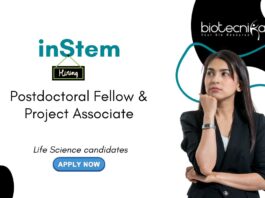 Postdoctoral Fellowship & Research Job at inStem. Job in Bengaluru. Career in Regenerative Medicine. Life Science candidates, Apply Now