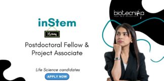 Postdoctoral Fellowship & Research Job at inStem. Job in Bengaluru. Career in Regenerative Medicine. Life Science candidates, Apply Now