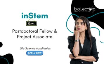 Postdoctoral Fellowship & Research Job at inStem. Job in Bengaluru. Career in Regenerative Medicine. Life Science candidates, Apply Now