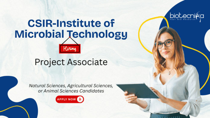 Project Associate Jobs at CSIR-Institute of Microbial Technology. Animal Science, Agricultural, and research jobs. Apply Now