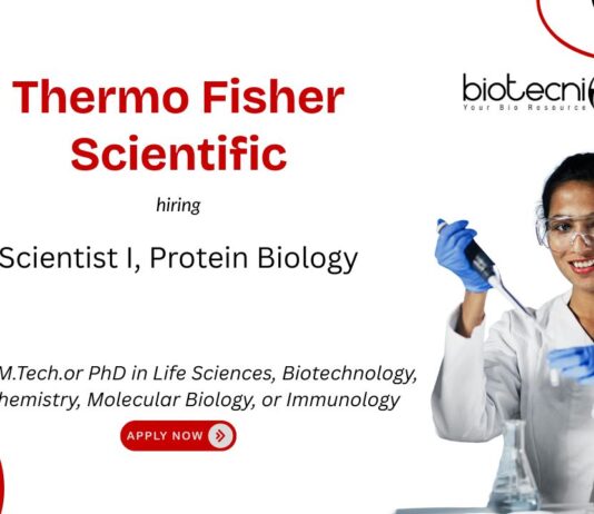 Freshers Protein Biology Scientist Job at Thermo Fisher Scientific. Life Sciences R&D careers. Life Sciences Candidates, Apply Now