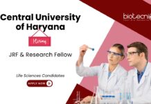 Research Fellow Positions at The Central University of Haryana. JRF & Research Fellow Role. Life Sciences career. Microbiology jobs.