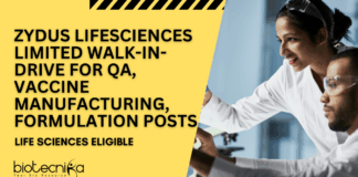MSc Biotech Jobs at Zydus Lifesciences