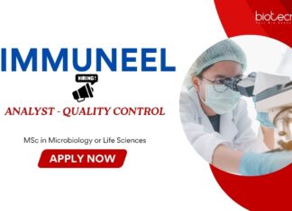 Quality Control Jobs: Immuneel is Hiring an Analyst (QC Microbiology) | Apply Now for Microbiology Jobs | Life Science Jobs