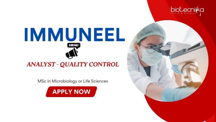 Quality Control Jobs: Immuneel is Hiring an Analyst (QC Microbiology) | Apply Now for Microbiology Jobs | Life Science Jobs
