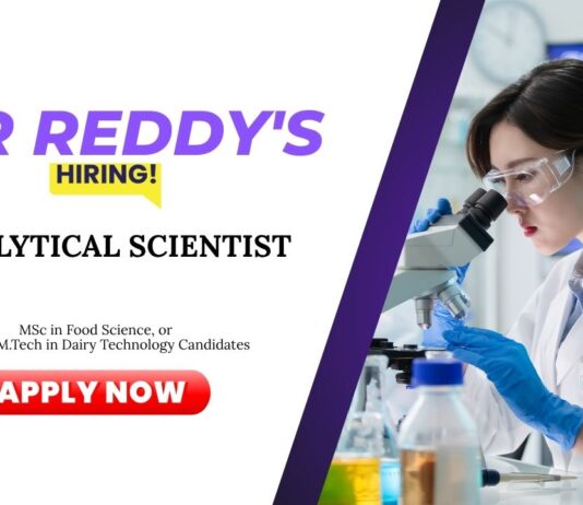 Scientist Jobs at Dr Reddy’s – Food Science Graduates Apply Now Scientists Jobs: Dr Reddy's is Hiring an Analytical Scientist | Apply Now for Dr Reddy’s Career | Food Science Jobs