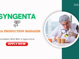 Agriculture Jobs: Syngenta is Hiring an Area Production Manager | Apply Now for Syngenta Career | Production Manager Jobs