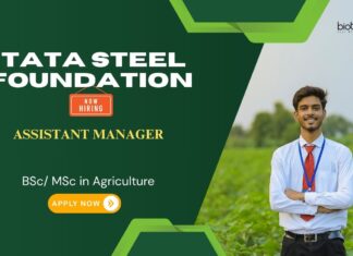 Agriculture Jobs in Tata Steel Foundation – Apply Now Agriculture Jobs: Tata Steel Foundation is Hiring an Assistant Manager | Apply Now | Freshers Job | Tata Career