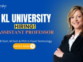 Food Tech Jobs: KL University is Hiring an Assistant Professor | BTech, MTech & PhD in Food Technology - Apply Now | Food Science Jobs