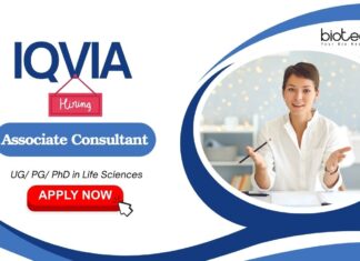 IQVIA is Seeking an Associate Consultant – Apply Now for Life Science Jobs Life Science Jobs: IQVIA is Hiring an Associate Consultant | UG/ PG/ PhD in Life Sciences Can Apply Now for IQVIA Career