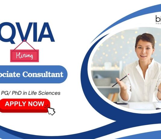 IQVIA is Seeking an Associate Consultant – Apply Now for Life Science Jobs Life Science Jobs: IQVIA is Hiring an Associate Consultant | UG/ PG/ PhD in Life Sciences Can Apply Now for IQVIA Career