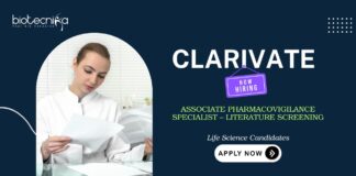 Pharmacovigilance Jobs: Clarivate is Hiring Associate Pharmacovigilance Specialist | Life Science Candidates Apply Now | Life Science Jobs