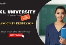 Assistant Professor Vacancy at KL University – Biotechnology Candidates Apply Now Biotechnology Jobs: K L Deemed to be University is Hiring an Associate Professor | Apply Now