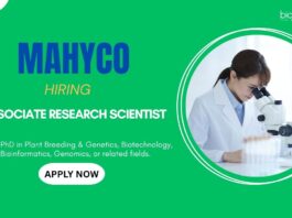 Research Jobs: Mahyco is Hiring an Associate Research Scientist | Apply Now for Mahyco Career | Life Science Jobs
