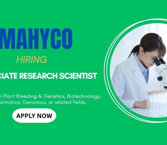 Research Jobs: Mahyco is Hiring an Associate Research Scientist | Apply Now for Mahyco Career | Life Science Jobs