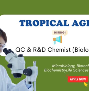 Research and Development Jobs at Tropical Agro. Apply Now For QC & R&D Chemist (Biological) Role, in Sikandrabad.