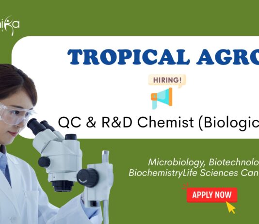 Research and Development Jobs at Tropical Agro. Apply Now For QC & R&D Chemist (Biological) Role, in Sikandrabad.