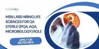 Life Sciences QA Jobs at MSN Labs