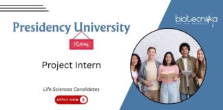 Life Sciences Internship at Presidency University. Project Intern vacancy under ANRF-funded cancer biology project. Apply Now.