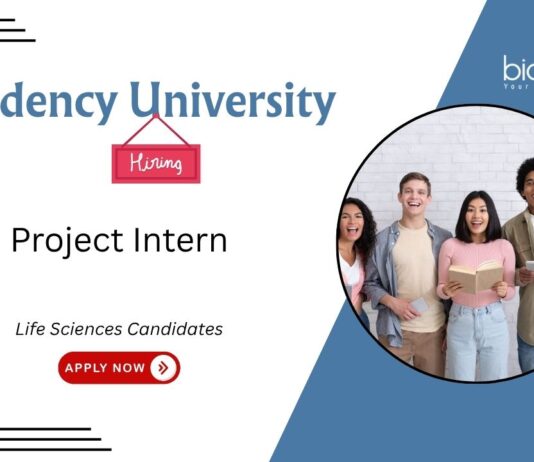 Life Sciences Internship at Presidency University. Project Intern vacancy under ANRF-funded cancer biology project. Apply Now.