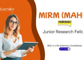 Junior Research Fellow Vacancy at MIRM (MAHE). MSc in Life Sciences Candidates, Apply Now. Work on DHR-funded Life Sciences project.