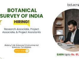 Govt Research Associate Job at Botanical Survey of India | Apply Now Research Associate Job at Botanical Survey of India. Apply for Research Associate, Project Associate, and Project Assistant posts.