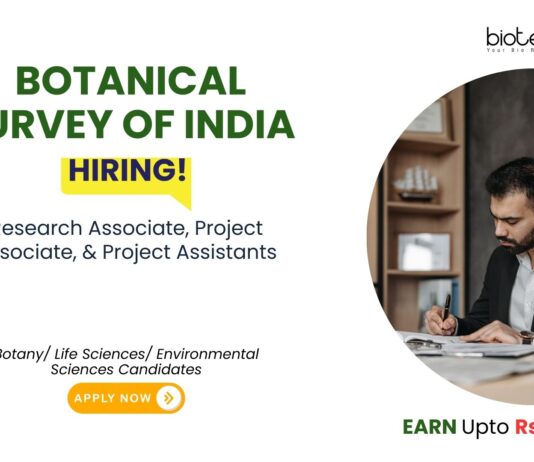 Research Associate Job at Botanical Survey of India. Apply for Research Associate, Project Associate, and Project Assistant posts.