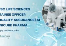 MSc Life Sciences Trainee Officer (Quality Assurance) at Unicure Pharma, Apply on Biotecnika Life Sciences Trainee Officer