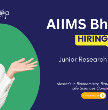 Junior Research Fellow Vacancy at AIIMS Bhopal. Master’s in Biochemistry, Biotechnology, or Life Sciences, Apply Now.