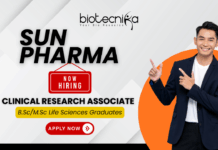 Clinical Research Associate Job at Sun Pharma | Clinical Research Careers Hyderabad