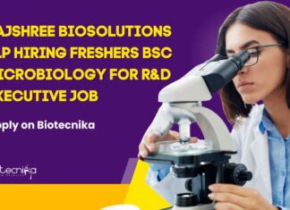 Rajshree Biosolutions LLP Hiring Freshers BSc Microbiology For R&D Executive Job, Apply on Biotecnika Freshers BSc Microbiology Jobs at Rajshree Biosolutions LLP, Apply on Biotecnika