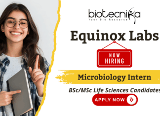 Microbiology internship at Equinox Labs for life science jobs and FSSAI internship experience