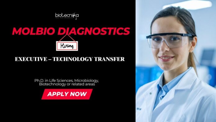 Executive Jobs: Molbio Diagnostics is Hiring for an Executive Position | Apply Now for Biotech Career | Life Science Jobs