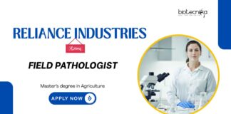 Agriculture Jobs: Reliance Industries is Hiring a Field Pathologist | Apply Now for Reliance career | Plant Pathology
