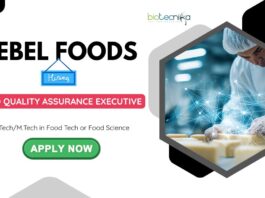 Quality Assurance Jobs In Chennai: Rebel Foods is Hiring an Executive | BTech/ MTech in Food Science/ Technology Apply Now | Food Tech Jobs