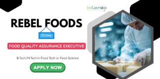 Quality Assurance jobs in Chennai – Food Tech Graduates Apply Online Quality Assurance Jobs In Chennai: Rebel Foods is Hiring an Executive | BTech/ MTech in Food Science/ Technology Apply Now | Food Tech Jobs