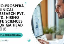 Life Sciences QA Jobs at Bio-Prospera Clinical Research Pvt. Ltd.