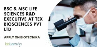 Life Sciences R&D Executive at Tex Biosciences Pvt Ltd, Apply on Biotecnika