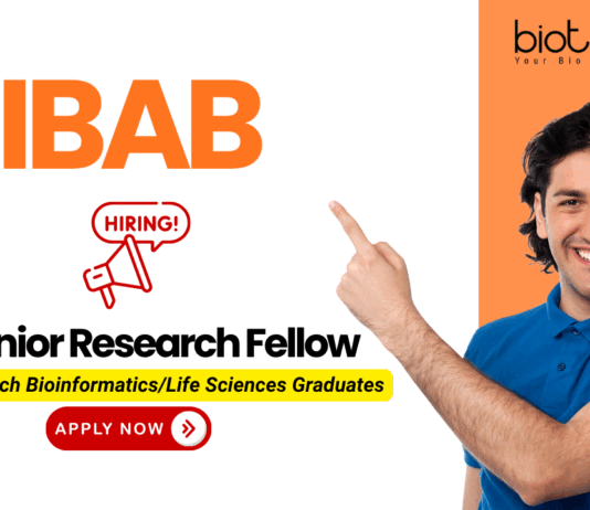 IBAB junior research fellow recruitment for DBT project – research jobs and biotech jobs