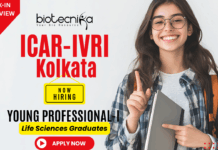 ICAR-IVRI Kolkata Young Professional Recruitment 2025 for research assistant jobs and life science job seekers.