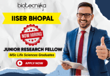 IISER Bhopal recruitment 2025 for Junior Research Fellow – Research jobs in environmental science and life science fields.