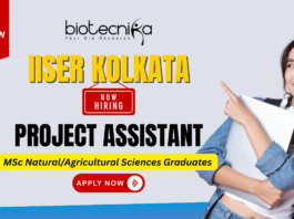 IISER Kolkata Project Assistant walk-in interview research jobs life science jobs