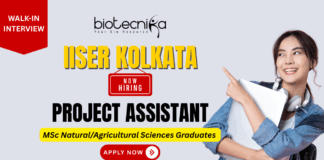IISER Kolkata Walk-In Interview: Agricultural Sciences Project Assistant Job 2025 IISER Kolkata Project Assistant walk-in interview research jobs life science jobs