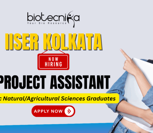 IISER Kolkata Project Assistant walk-in interview research jobs life science jobs
