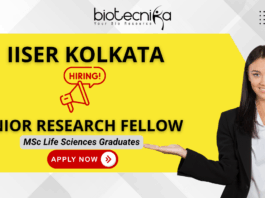 IISER Kolkata Junior Research Fellow Recruitment 2025 – Biotechnology JRF position for life science students.